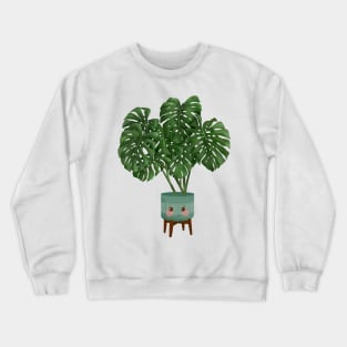 Cute Plant Illustration, Monstera Deliciosa Plant Illustration Crewneck Sweatshirt